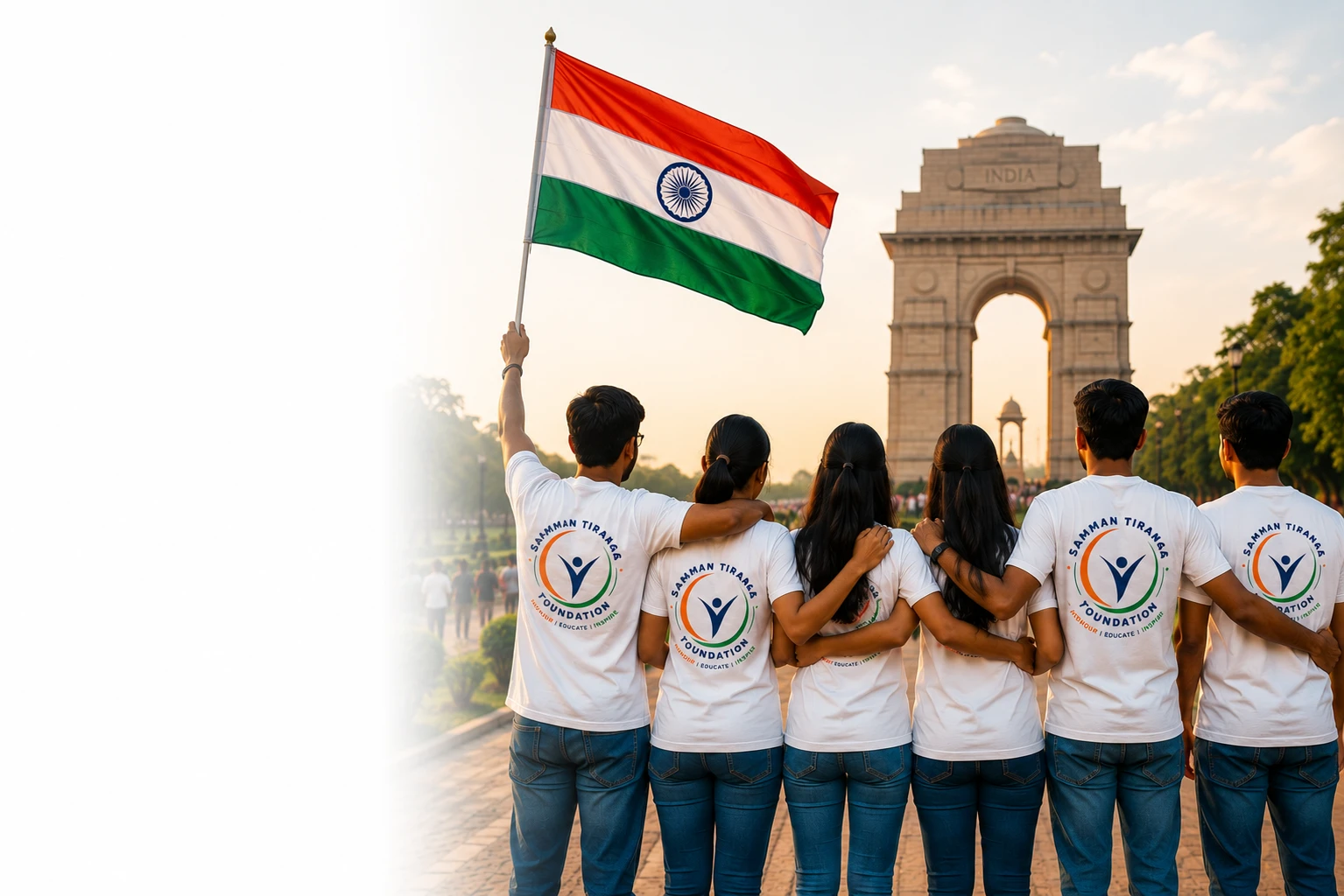 Volunteers of Samman Tiranga Foundation together at a flag awareness drive